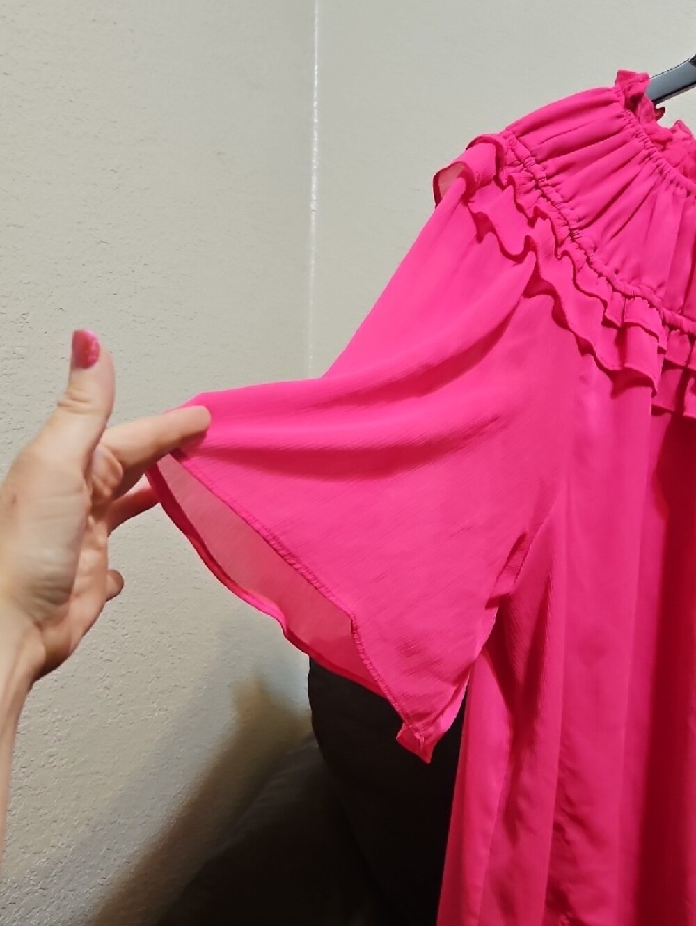 Cato Hot Pink Ruffle Blouse - Picture 3 of 7